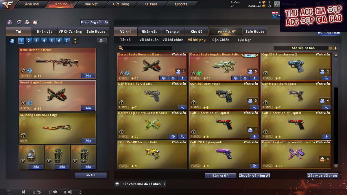 shop acc cf uy tin gia re